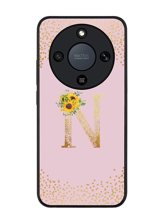 For Honor X9d / Magic8 Lite / X70 Case,Slim fit Camera Protection, Shockproof Thin Phone cover  - Custom Floral Monogram - N  (Pink )